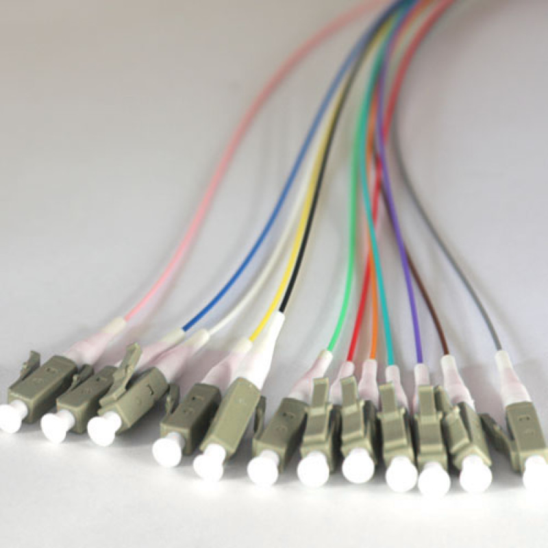 12 Fiber LC Color Coded Pigtails 50/125 OM2 Multimode