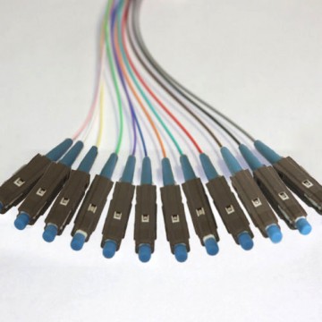 12 Fiber MU Color Coded Pigtails 50/125 OM3 Multimode