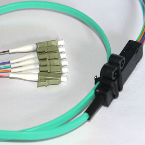 6 Fiber LC Ribbon Fanout Pigtails 50/125 OM4 Multimode