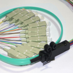 12 Fiber SC Ribbon Fanout Pigtails 50/125 OM3 Multimode