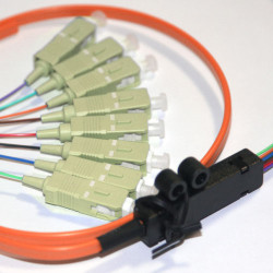 8 Fiber SC Ribbon Fanout Pigtails 50/125 OM2 Multimode