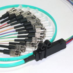 12 Fiber ST Ribbon Fanout Pigtails 50/125 OM4 Multimode