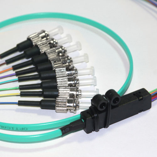 8 Fiber ST Ribbon Fanout Pigtails 50/125 OM4 Multimode